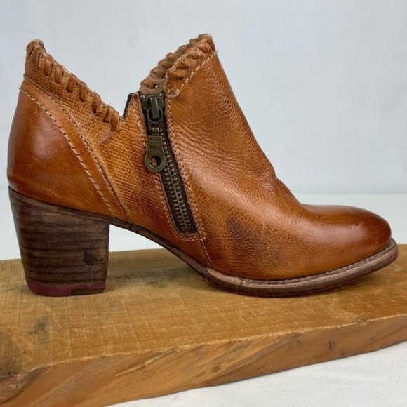 Bed Stu Carla Boot Mustard Rustic Low Leather Ankle Booties Organically Tanned - Picture 3 of 15